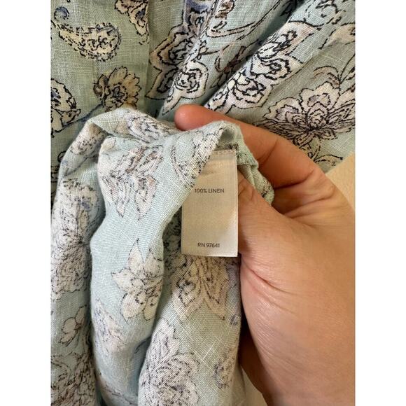J. Jill 100% Linen Blue Floral Button Up Prairie Cottagecore Sundress Small P - Picture 4 of 6
